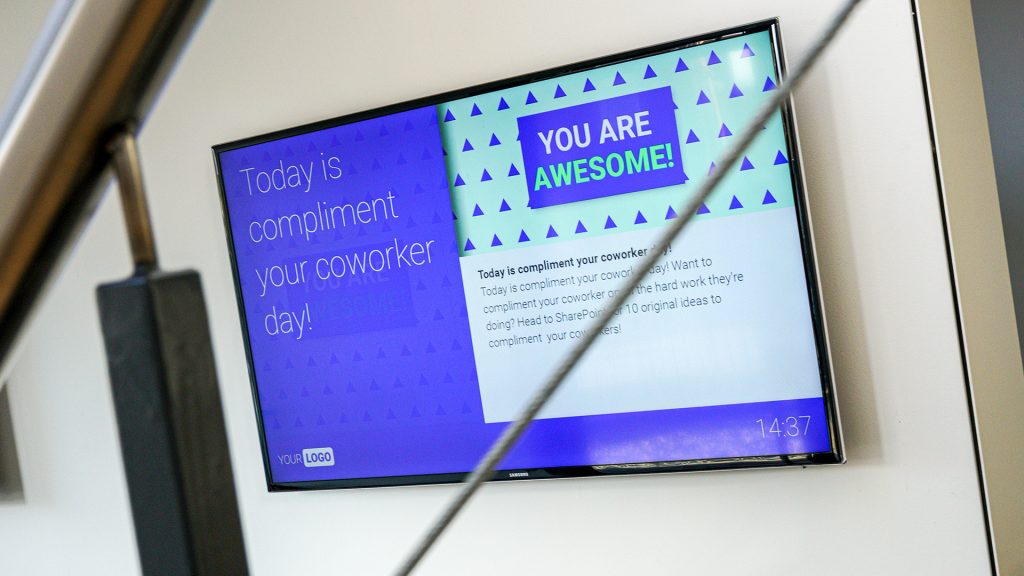 digital signage compliment coworker day