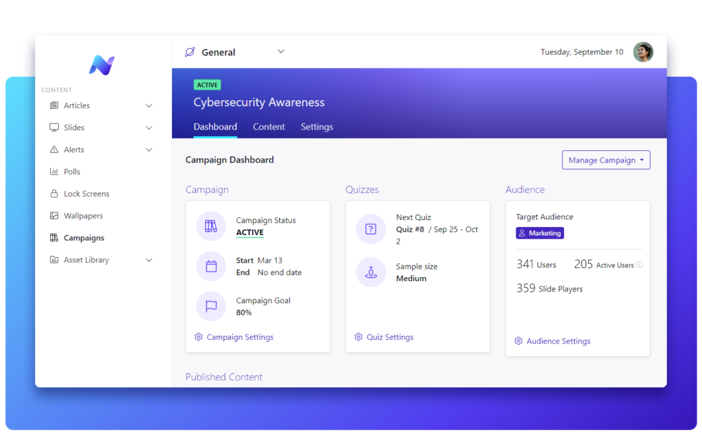 netpresenter smart campaigns dashboard - employee training