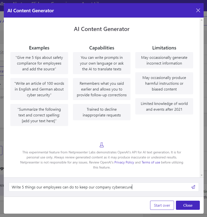 AI content generator