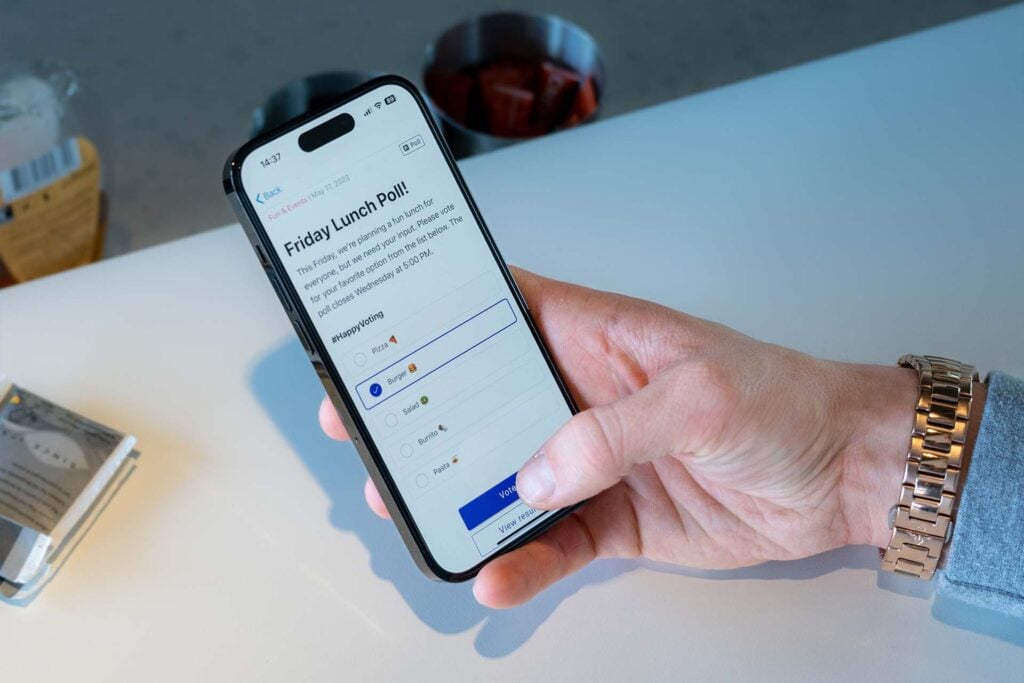 Employee App with Friday Lunch Poll