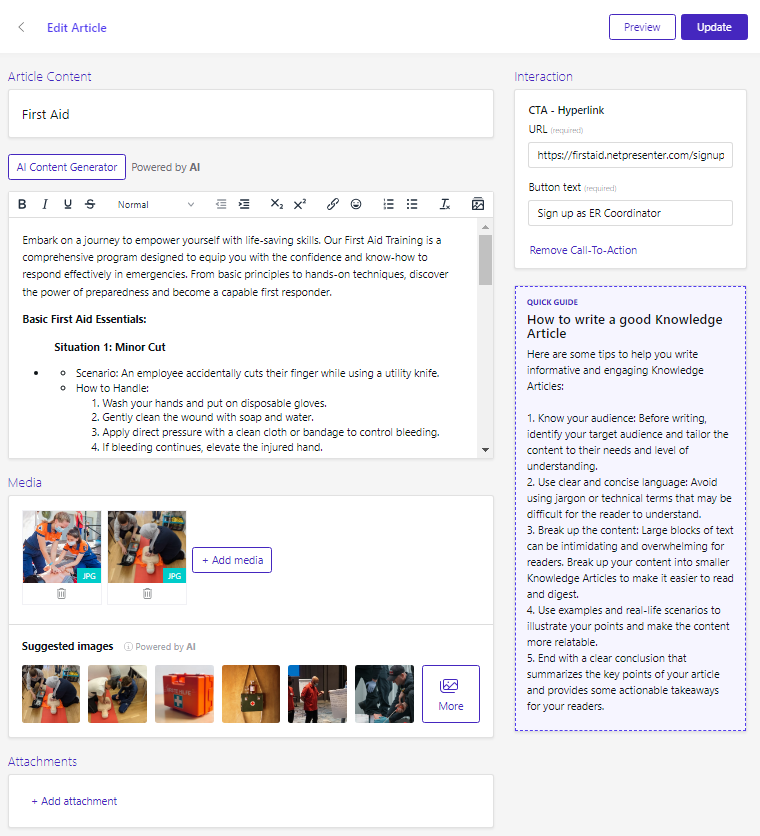 Creating an Article