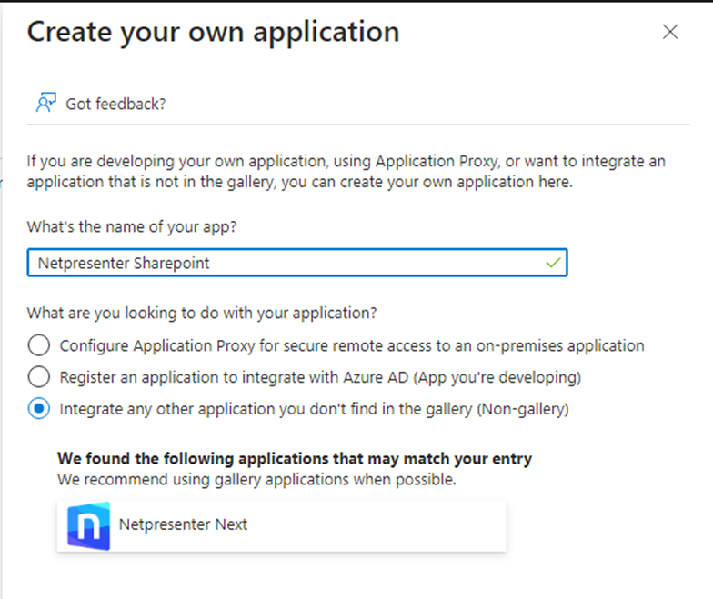 Creating the Azure app