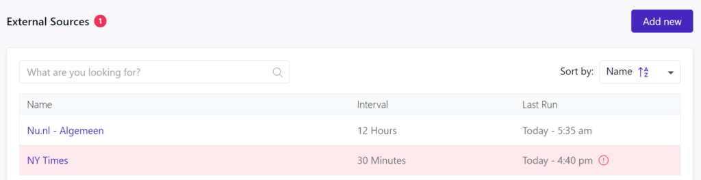 External sources with Error