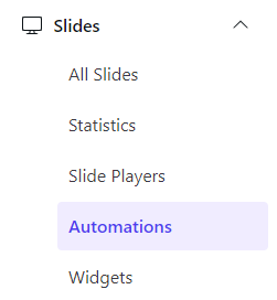 Slides menu automations item
