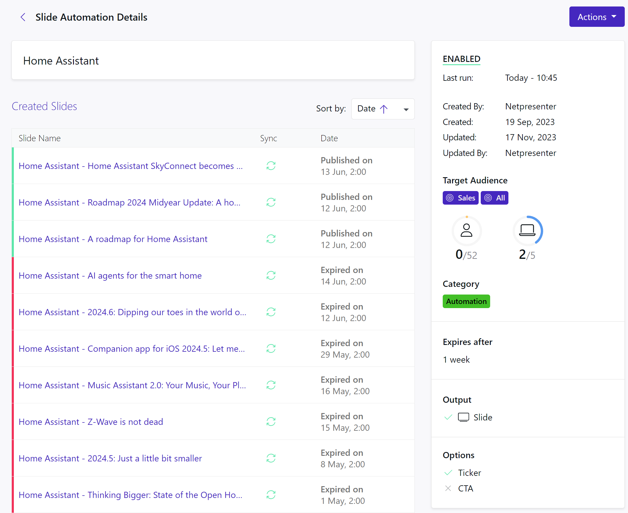Automation details