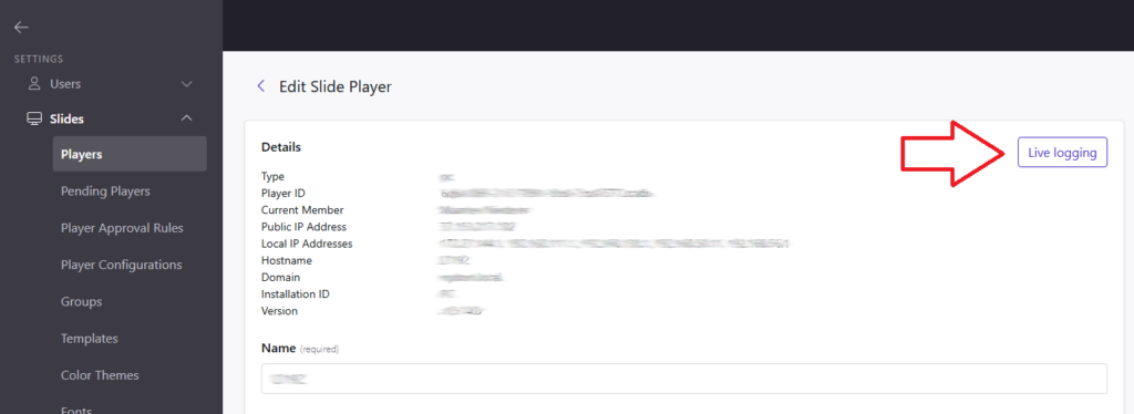 Live Logging