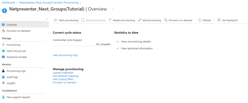start provisioning